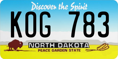ND license plate KOG783