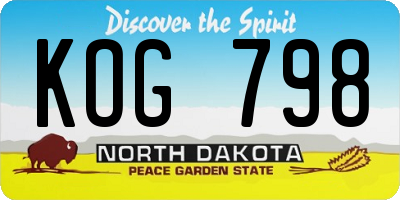ND license plate KOG798