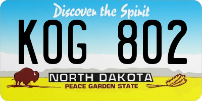 ND license plate KOG802