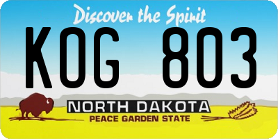 ND license plate KOG803