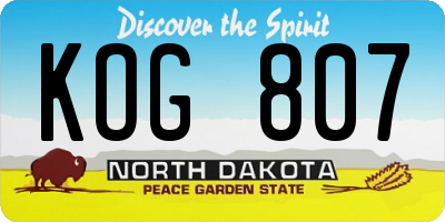 ND license plate KOG807