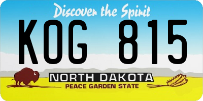 ND license plate KOG815