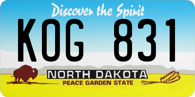 ND license plate KOG831