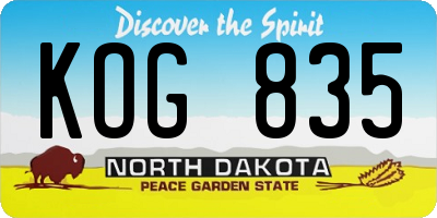 ND license plate KOG835