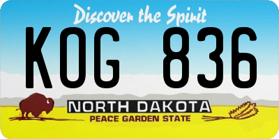 ND license plate KOG836