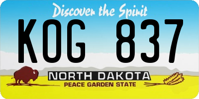 ND license plate KOG837