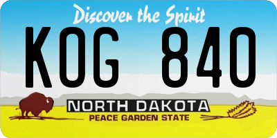 ND license plate KOG840