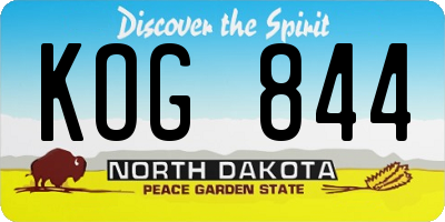 ND license plate KOG844