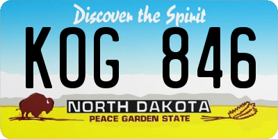 ND license plate KOG846