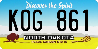 ND license plate KOG861