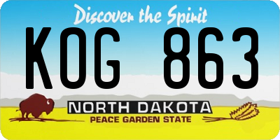 ND license plate KOG863