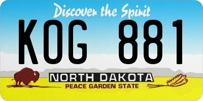 ND license plate KOG881