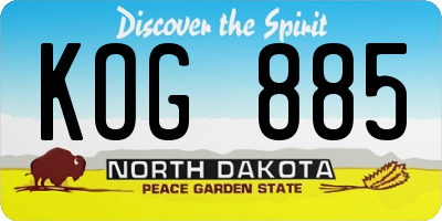 ND license plate KOG885