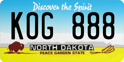 ND license plate KOG888