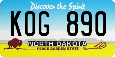 ND license plate KOG890
