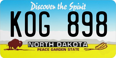 ND license plate KOG898