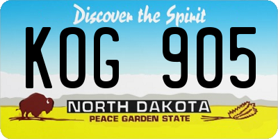 ND license plate KOG905
