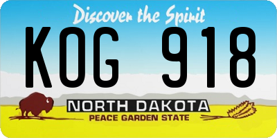 ND license plate KOG918