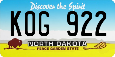 ND license plate KOG922