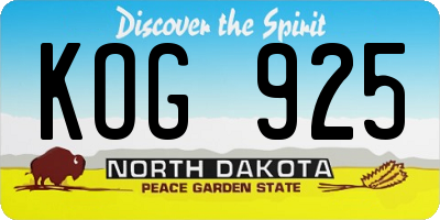ND license plate KOG925