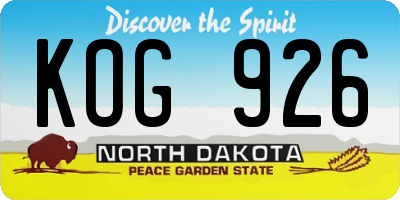ND license plate KOG926