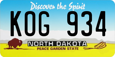 ND license plate KOG934
