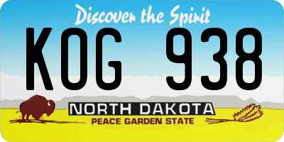 ND license plate KOG938