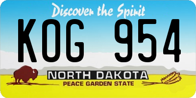 ND license plate KOG954