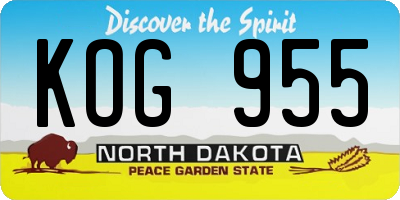 ND license plate KOG955