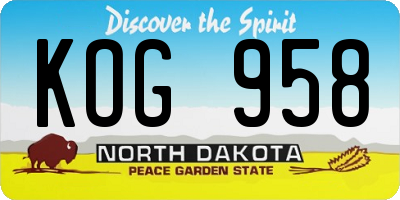 ND license plate KOG958