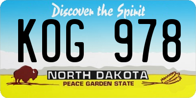 ND license plate KOG978