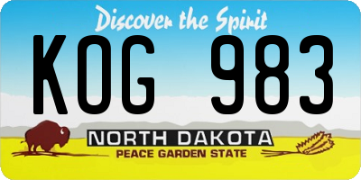 ND license plate KOG983