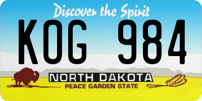 ND license plate KOG984