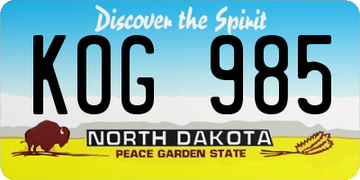 ND license plate KOG985