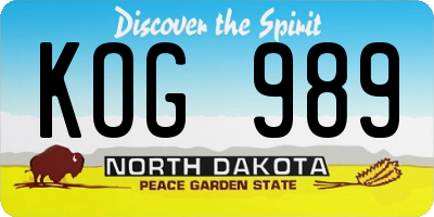 ND license plate KOG989