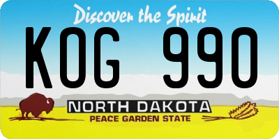 ND license plate KOG990
