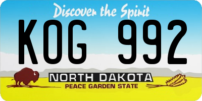 ND license plate KOG992
