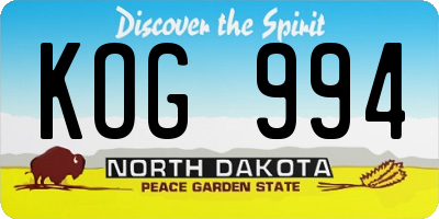 ND license plate KOG994