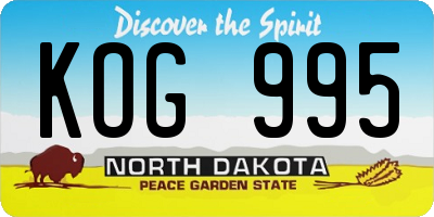 ND license plate KOG995