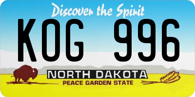 ND license plate KOG996