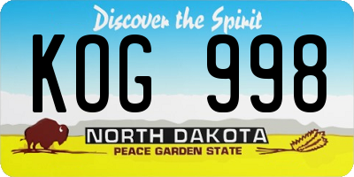 ND license plate KOG998