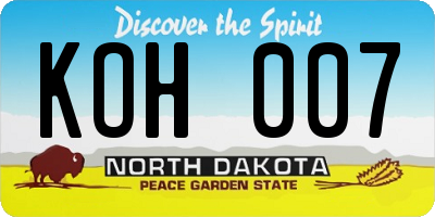 ND license plate KOH007
