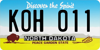 ND license plate KOH011
