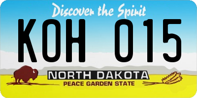 ND license plate KOH015