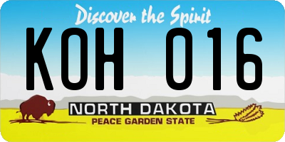ND license plate KOH016