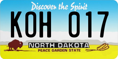 ND license plate KOH017