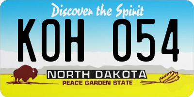 ND license plate KOH054