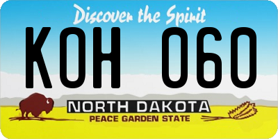 ND license plate KOH060