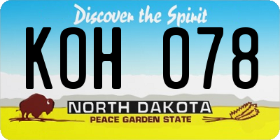 ND license plate KOH078