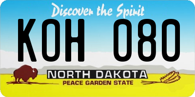 ND license plate KOH080